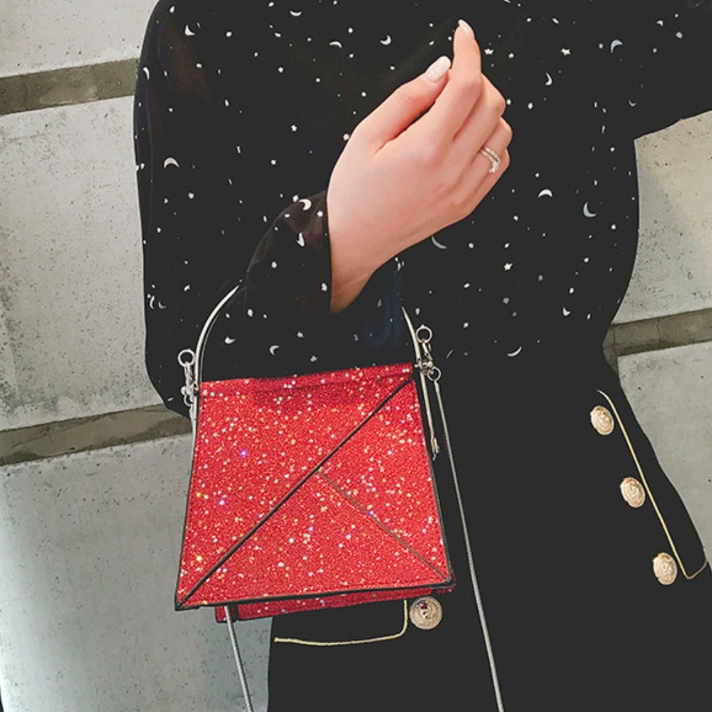 ❤️HP❤️New! Red Glitter Top Handle Crossbody Bag - Picture 2 of 8